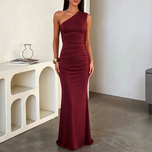 Zulu Boutique Evening Party Sheath Dress - Slim-Fit, Wine Red