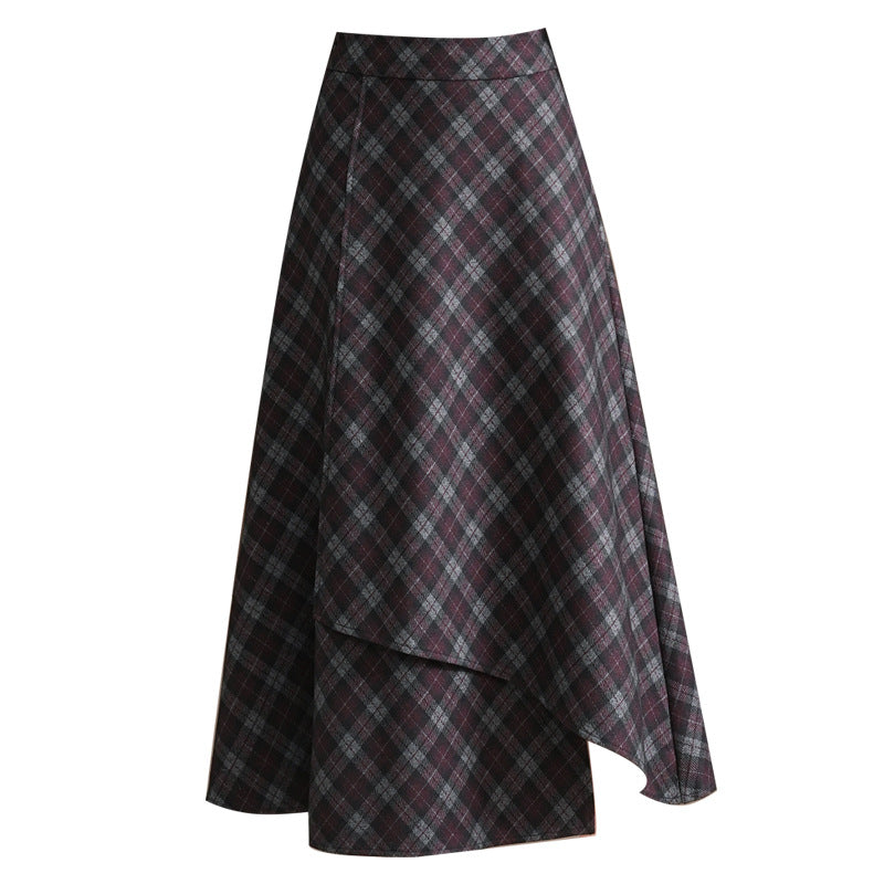 Zulu Boutique Women's High-Waisted Plaid Midi Skirt - A-Line Elastic Fit