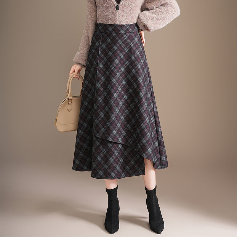 Zulu Boutique Women's Plaid A-Line Midi Skirt - Comfortable Elastic Waist
