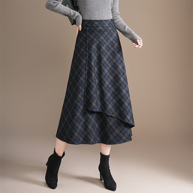 Zulu Boutique Women's Plaid A-Line Skirt - High-Waisted Mid-Length Design